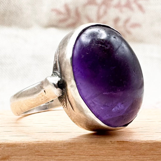 Silver and amethyst ring, size Q (US 8)