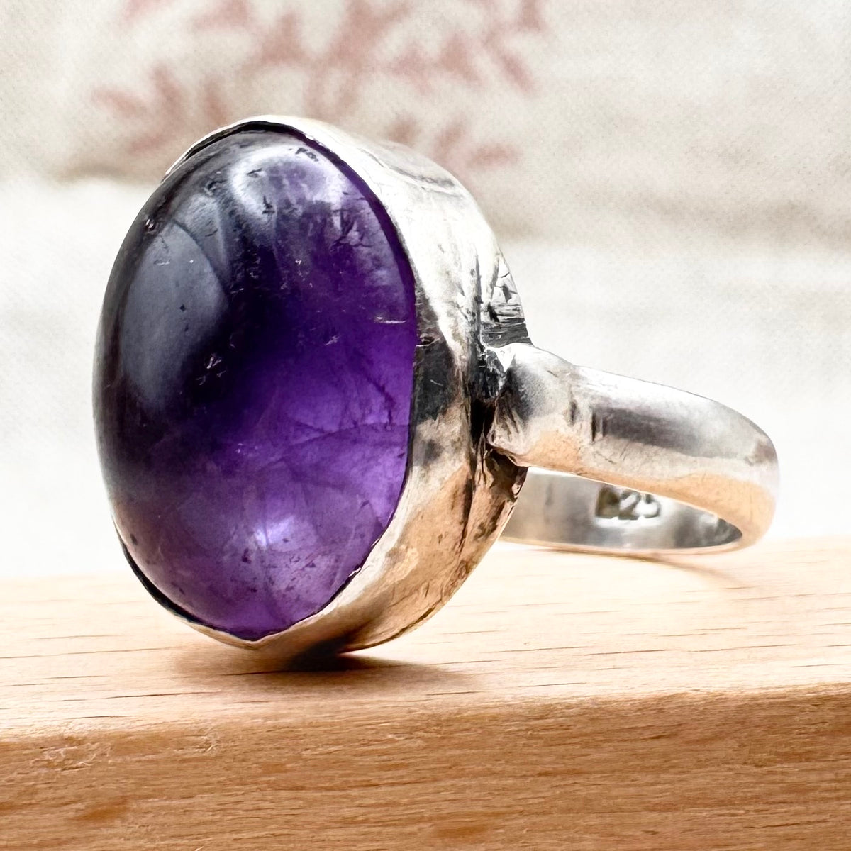 Silver and amethyst ring, size Q (US 8)