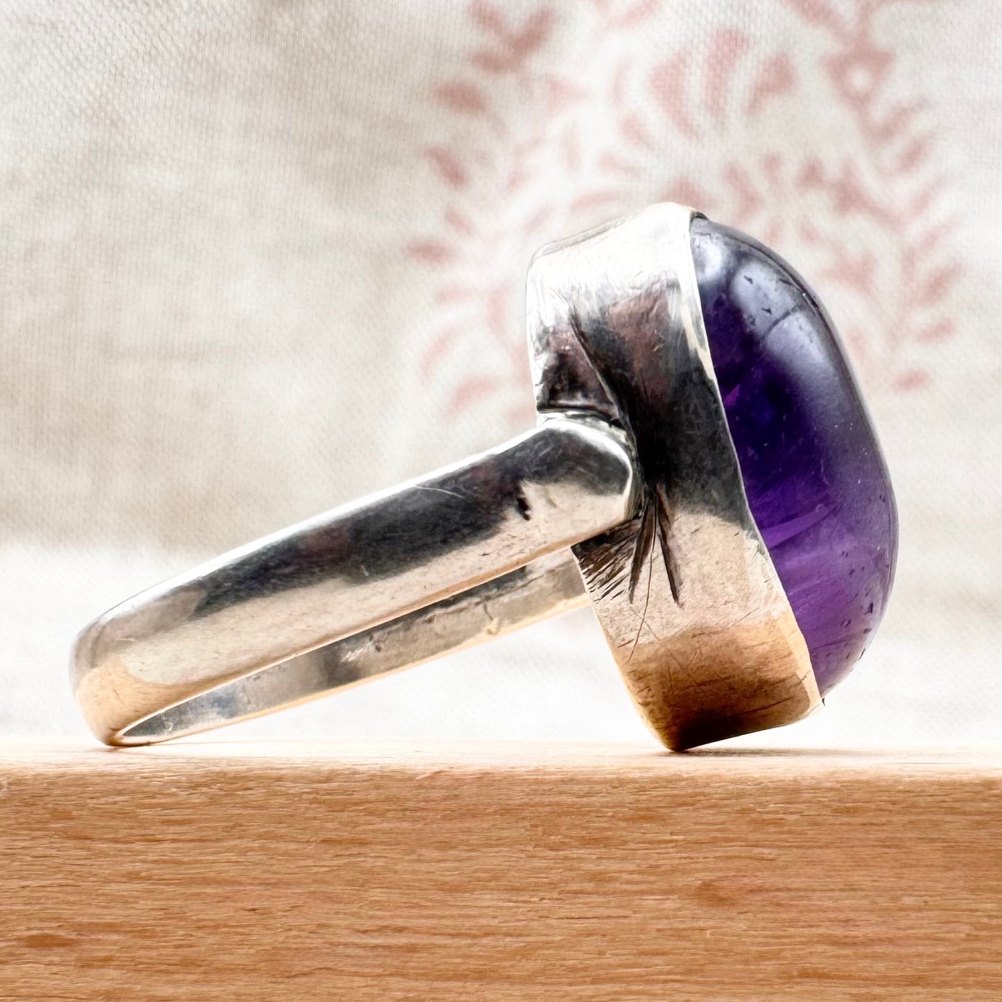 Silver and amethyst ring, size Q (US 8)