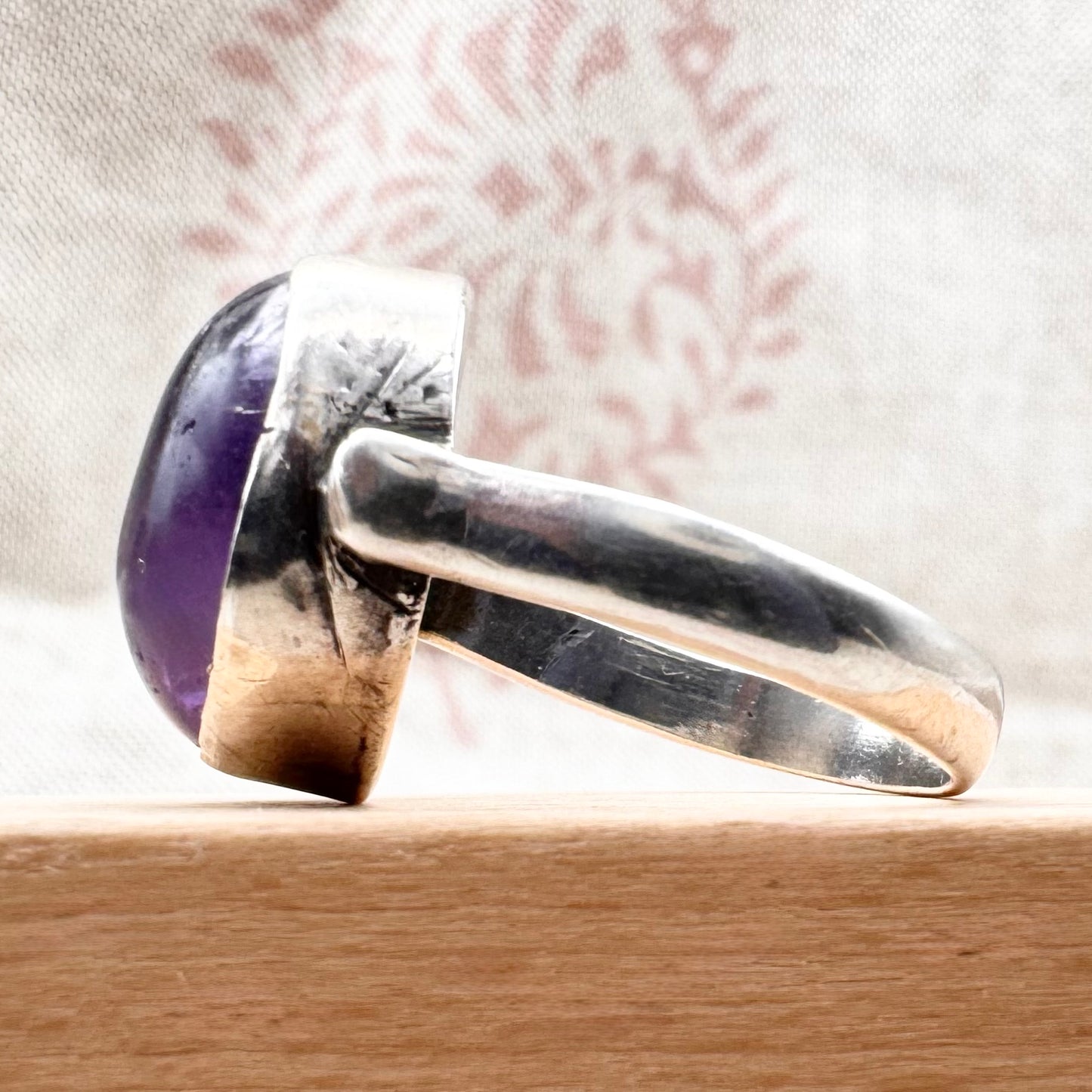 Silver and amethyst ring, size Q (US 8)