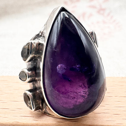 Large amethyst and citrine statement ring, size L (US 5.5)