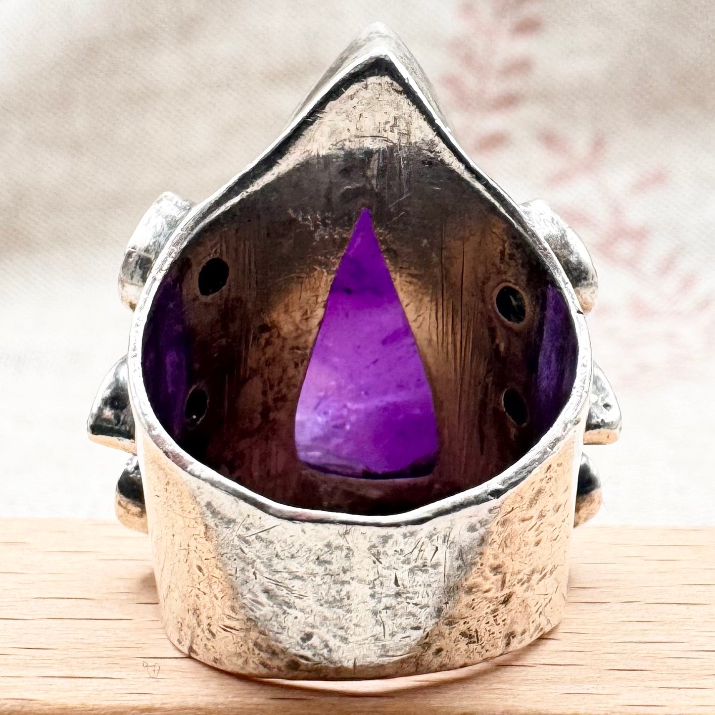 Large amethyst and citrine statement ring, size L (US 5.5)