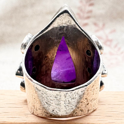Large amethyst and citrine statement ring, size L (US 5.5)