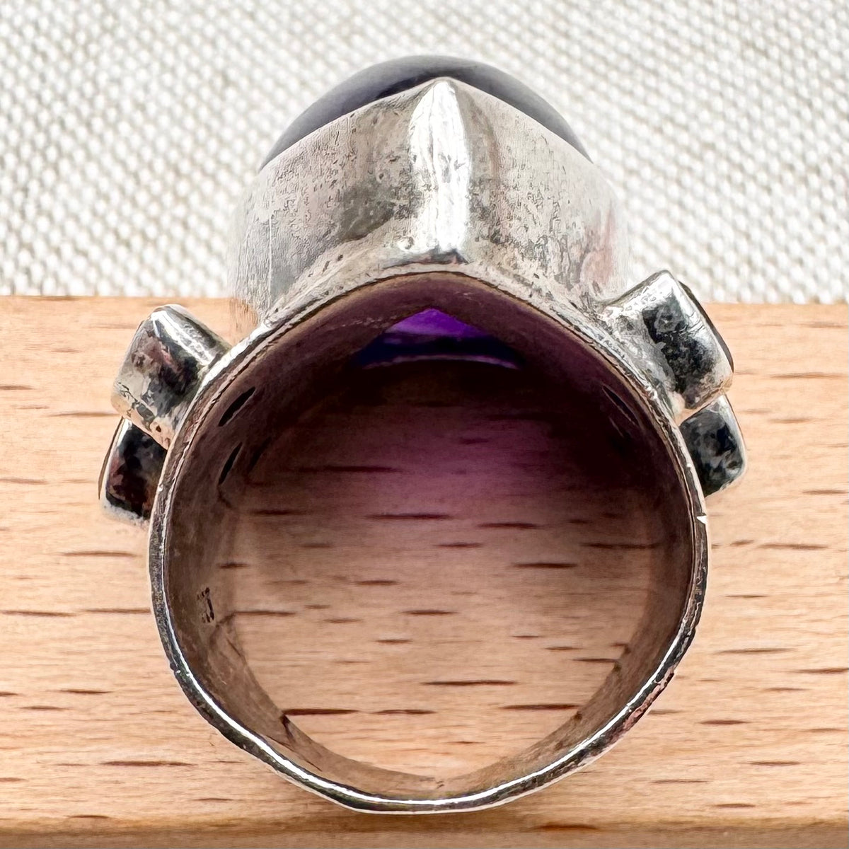 Large amethyst and citrine statement ring, size L (US 5.5)