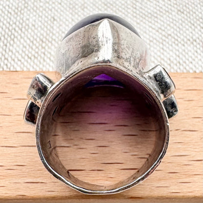 Large amethyst and citrine statement ring, size L (US 5.5)