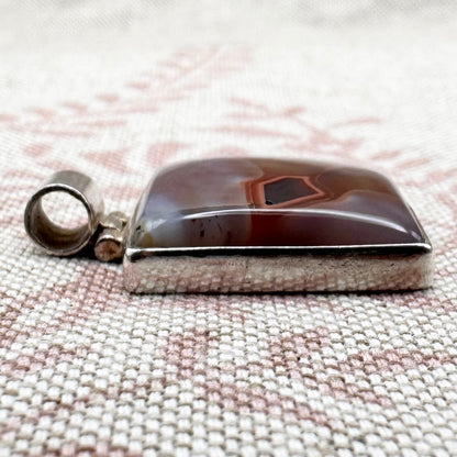Silver banded agate pendant