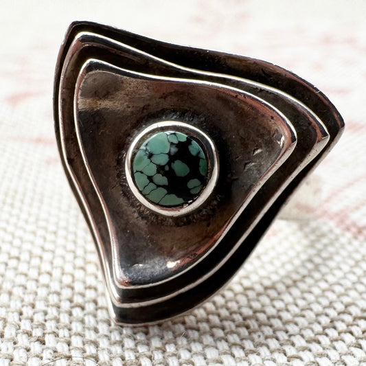 Vintage silver turquoise ring, size N/6.5