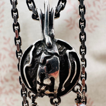 Artisan silver necklace with pearls