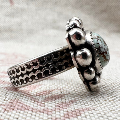 Vintage silver turquoise ring – bold Navajo-style, size N.5/7