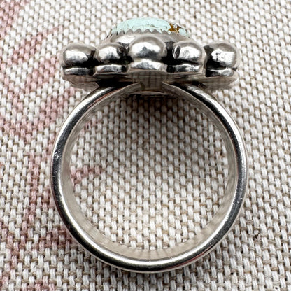 Vintage silver turquoise ring – bold Navajo-style, size N.5/7