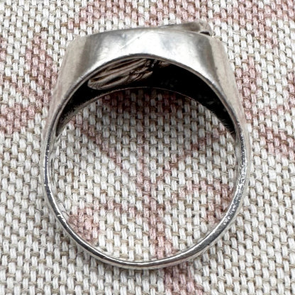 Silver spinning moon and star ring, Size P.5/8