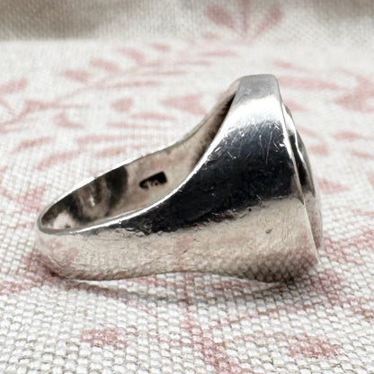 Silver spinning moon and star ring, Size P.5/8