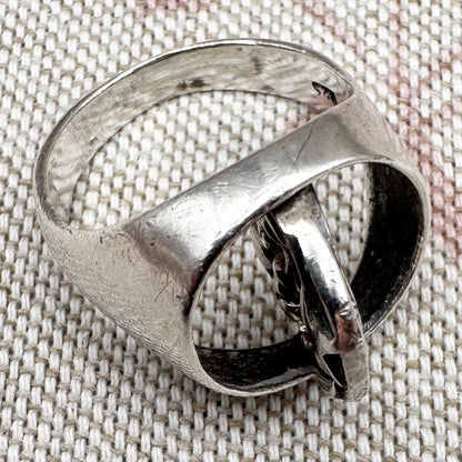 Silver spinning moon and star ring, Size P.5/8