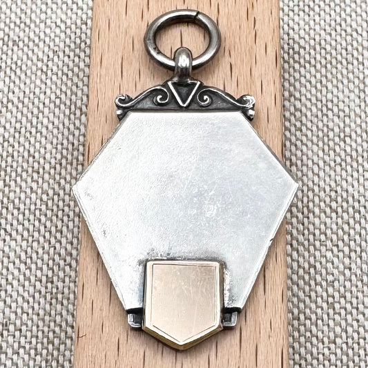 Vintage silver and gilt fob medal, hallmarked Birmingham 1939