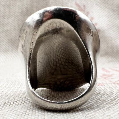 Vintage silver banded agate ring, size L (US 5.5)