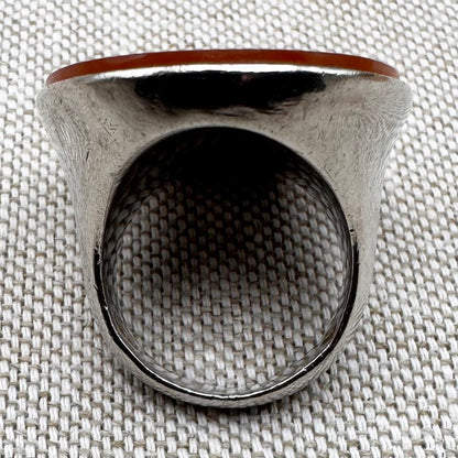Vintage silver banded agate ring, size L (US 5.5)