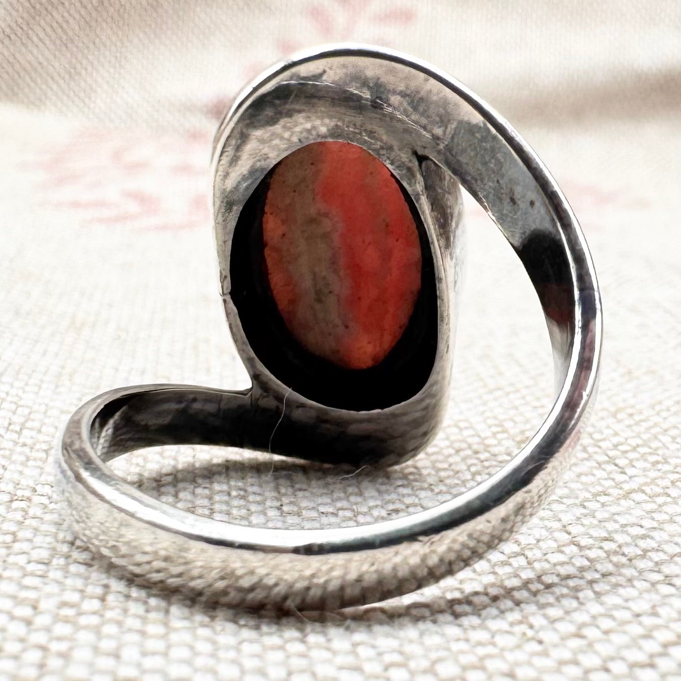 Silver rhodochrosite ring, Size N (US 6.5)