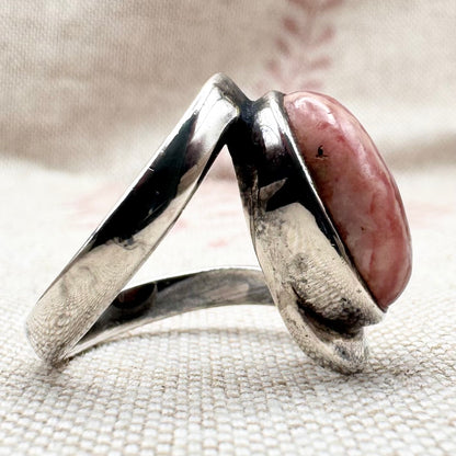 Silver rhodochrosite ring, Size N (US 6.5)