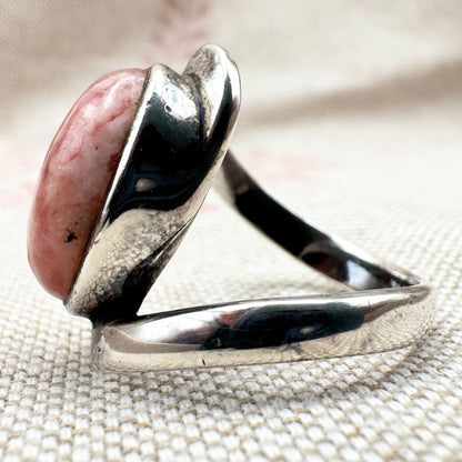 Silver rhodochrosite ring, Size N (US 6.5)