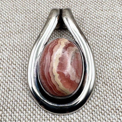 Silver rhodochrosite pendant