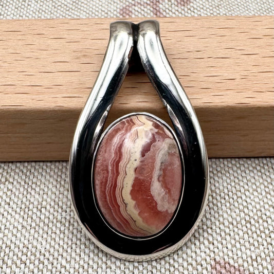 Silver rhodochrosite pendant