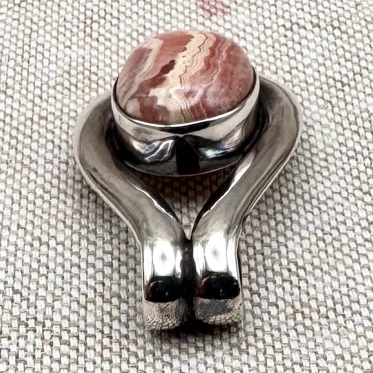 Silver rhodochrosite pendant
