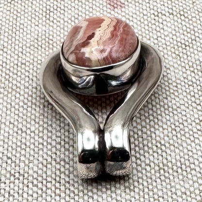 Silver rhodochrosite pendant