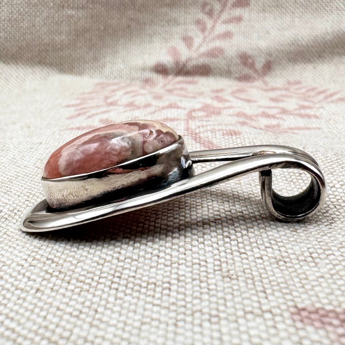 Silver rhodochrosite pendant