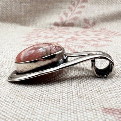 Silver rhodochrosite pendant