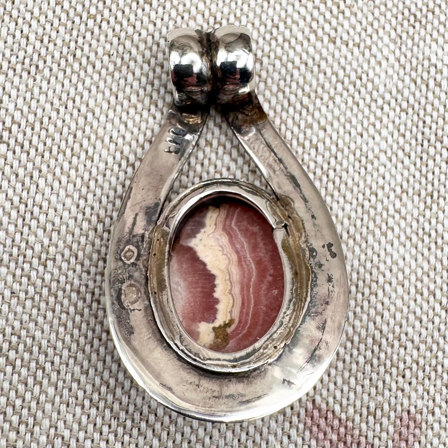 Silver rhodochrosite pendant