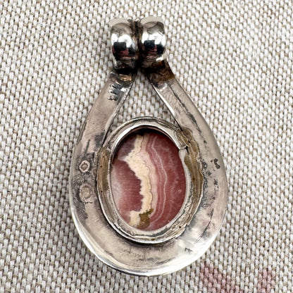 Silver rhodochrosite pendant