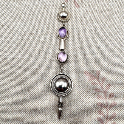 Silver and amethyst drop pendant