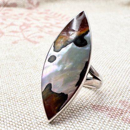Silver mother of pearl ring, size L (US 5.5)