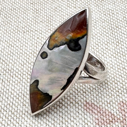 Silver mother of pearl ring, size L (US 5.5)