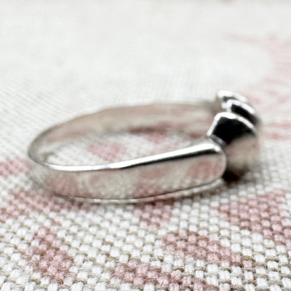 Vintage silver ridge-front ring, size P (US 7.5)