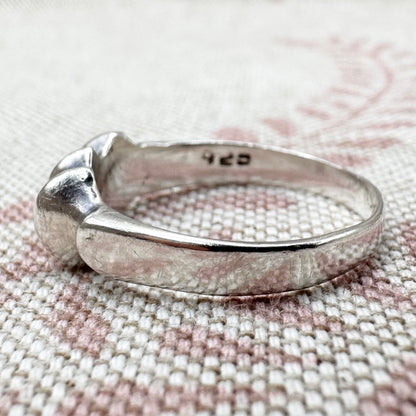 Vintage silver ridge-front ring, size P (US 7.5)