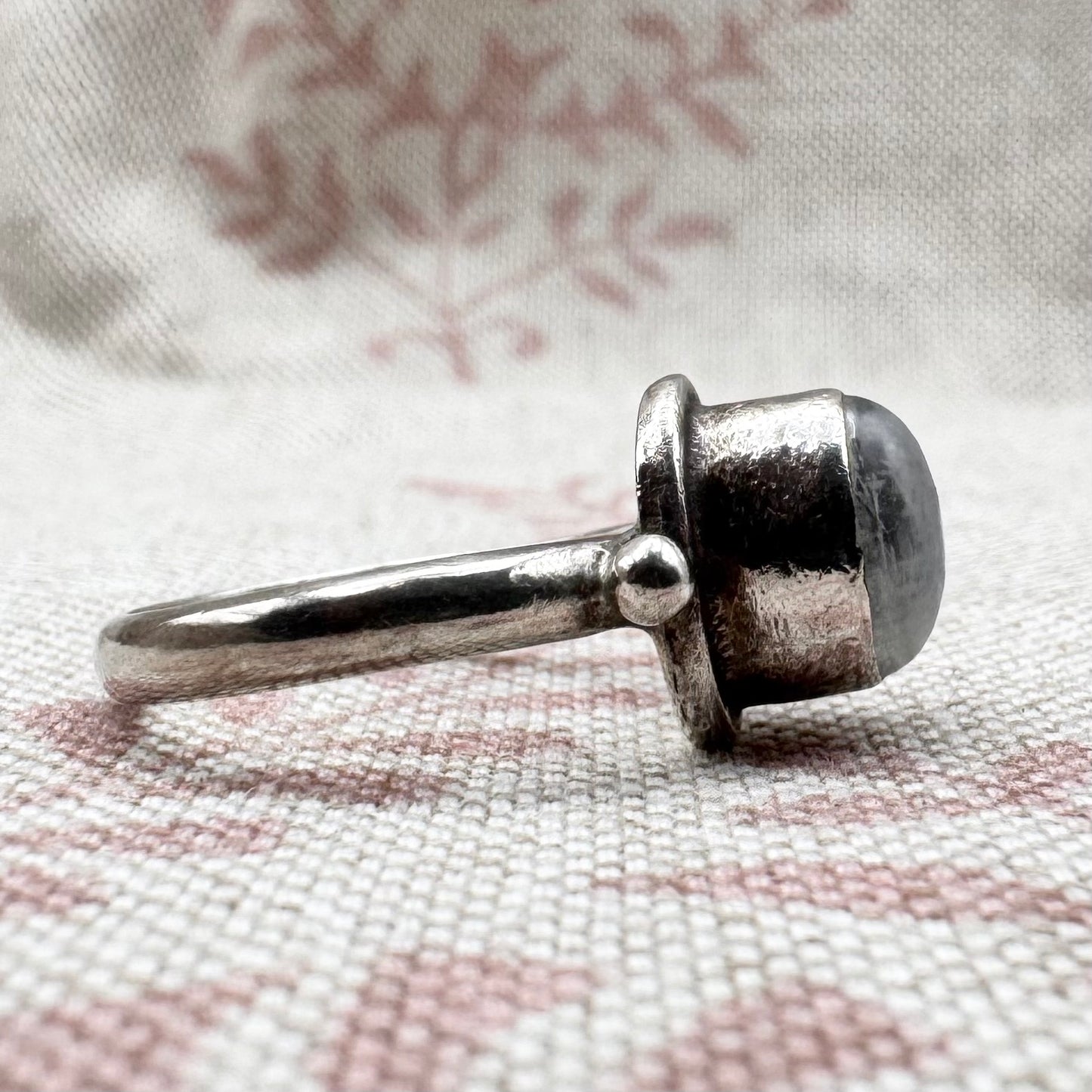 Silver ring set with oval moonstone, size N.5 (US 7)