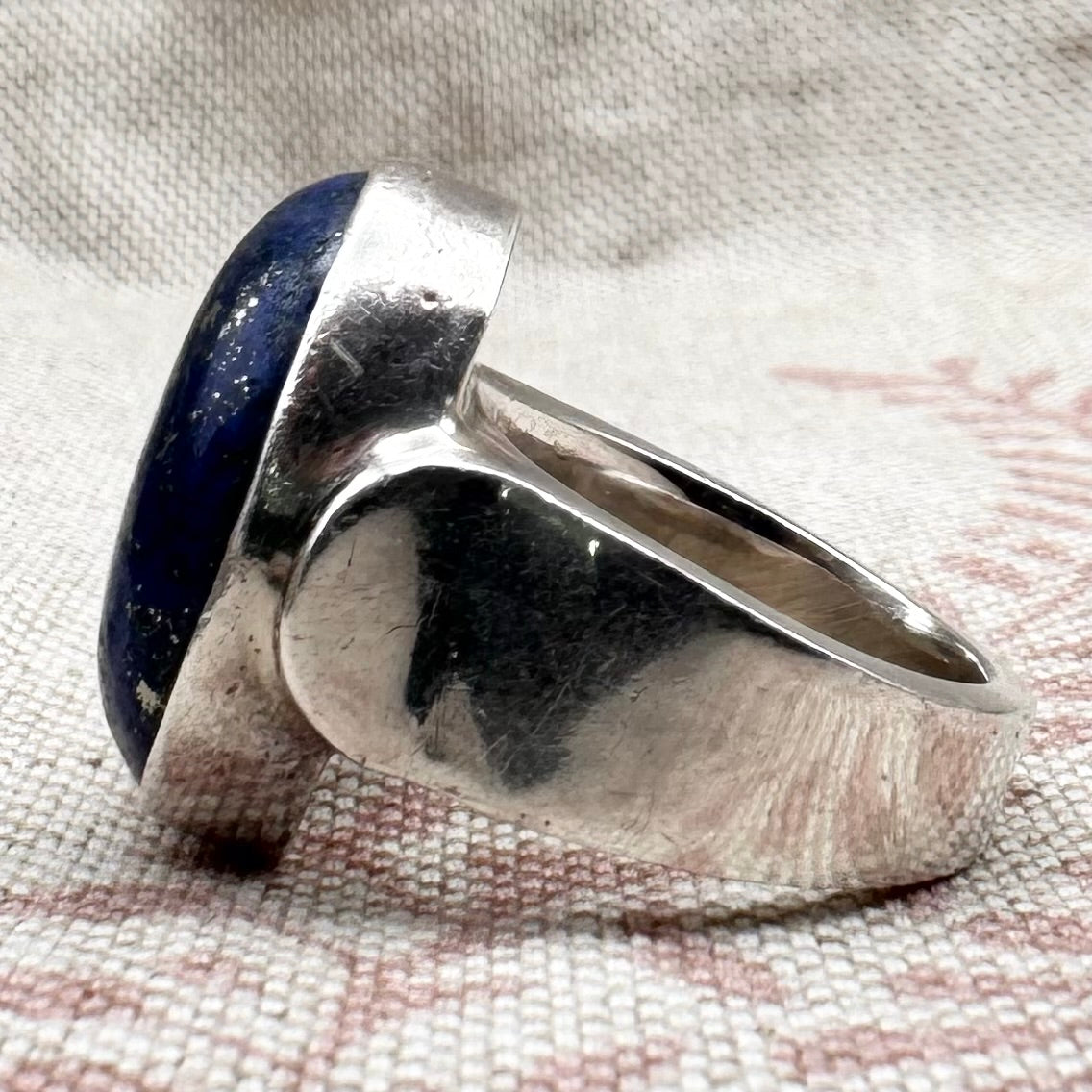 Lapis lazuli statement ring, size O (US 7)
