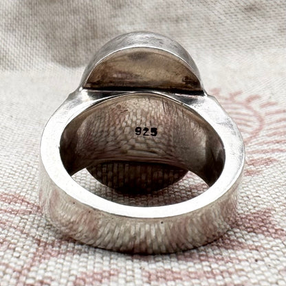 Lapis lazuli statement ring, size O (US 7)