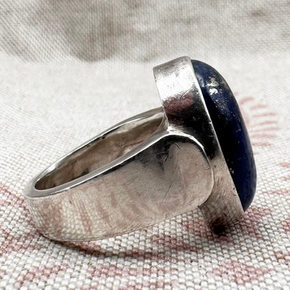 Lapis lazuli statement ring, size O (US 7)