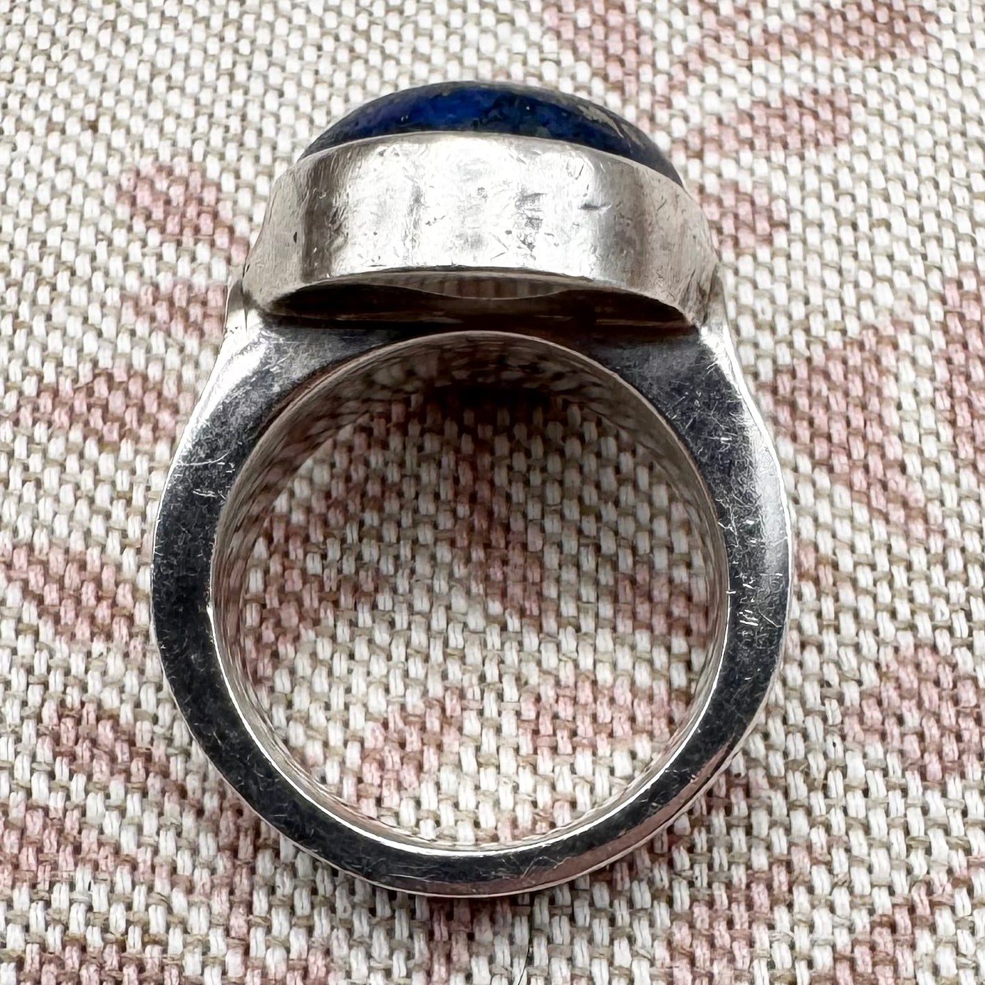 Lapis lazuli statement ring, size O (US 7)