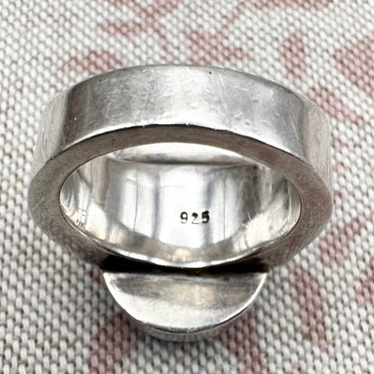 Lapis lazuli statement ring, size O (US 7)