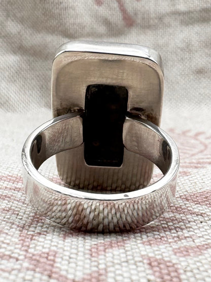 Bumble Bee Jasper statement ring, size P (US 7.5)