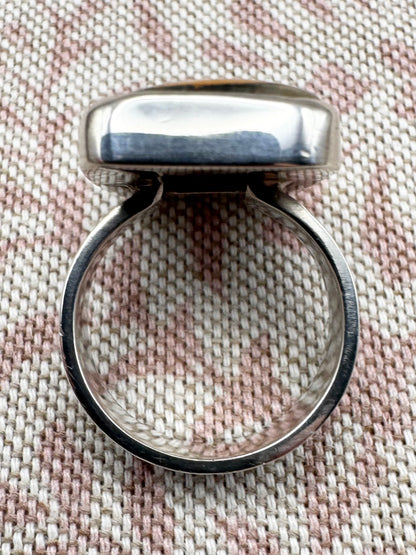 Bumble Bee Jasper statement ring, size P (US 7.5)