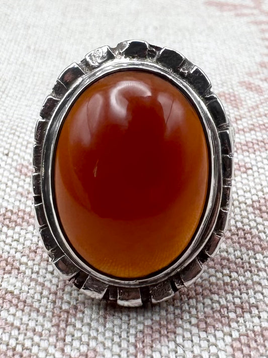 Vintage carnelian ring, size P.5 (US 8 ), hallmarked Birmingham 1970