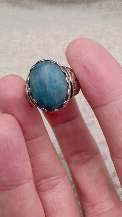 Carolyn Pollack silver and amazonite ring, hallmarked Birmingham 2010, size L (US 6)