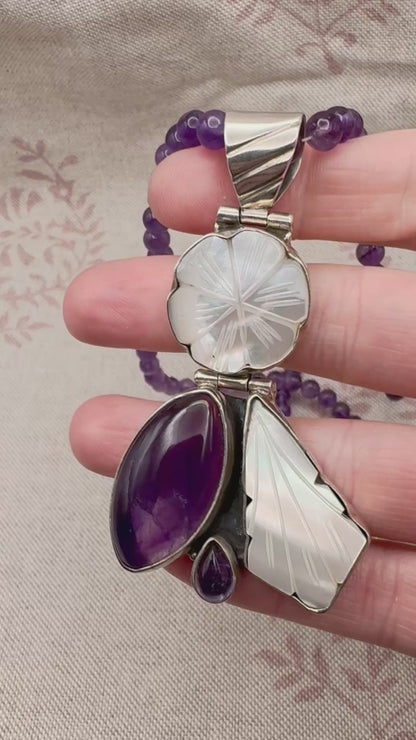 Amethyst and mother of pearl necklace