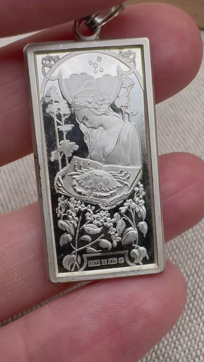 Collectable vintage silver zodiac pendant – Cancer, hallmarked Birmingham 1979