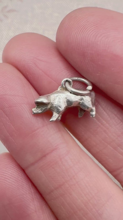 Small silver pig charm pendant