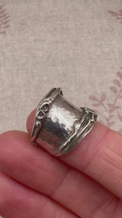 Silver organic sculptural band ring, size L (US 5.5)